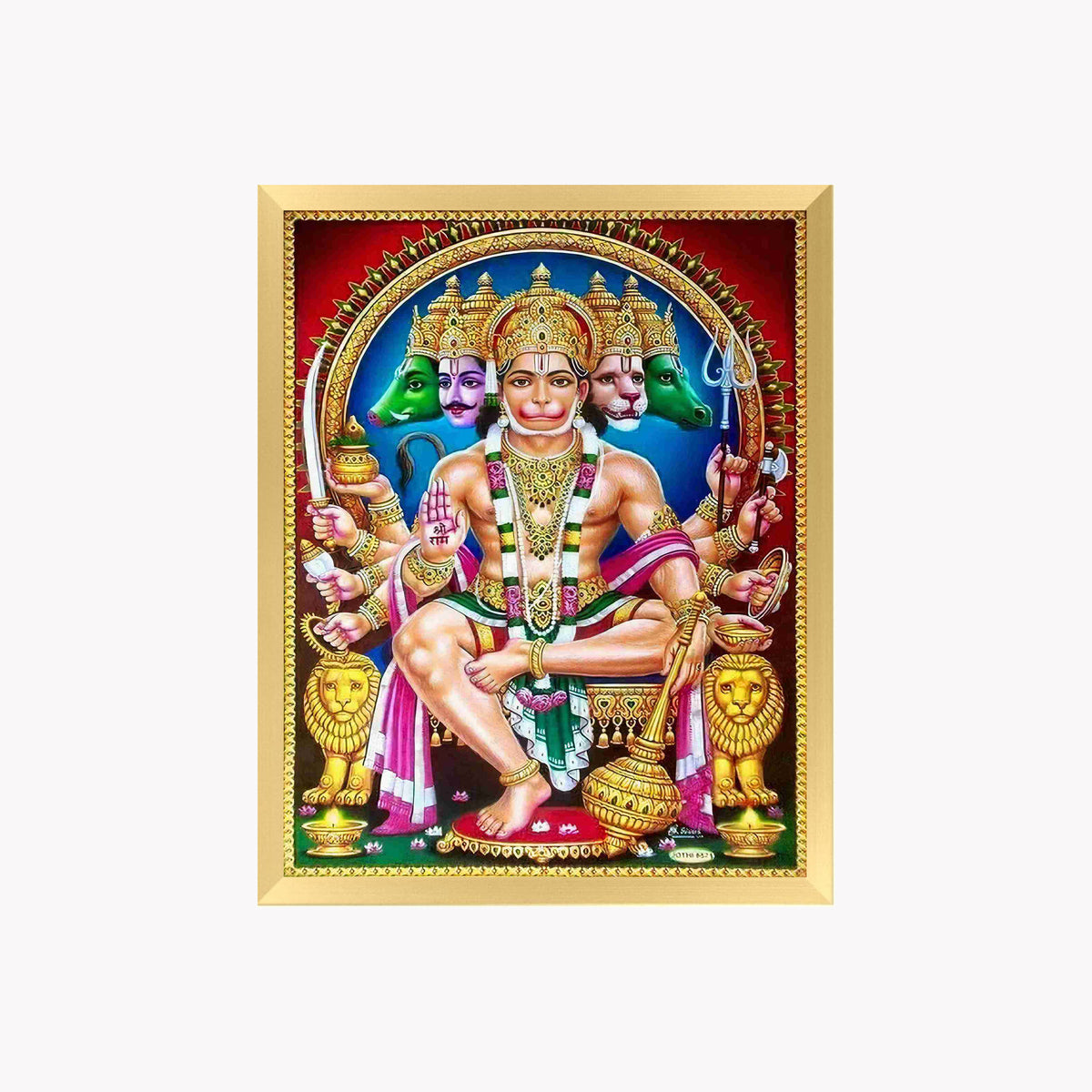 Lord Panchamukha Hanuman Wall Art - Panchamukha Hanuman Hindu God Photo Frame