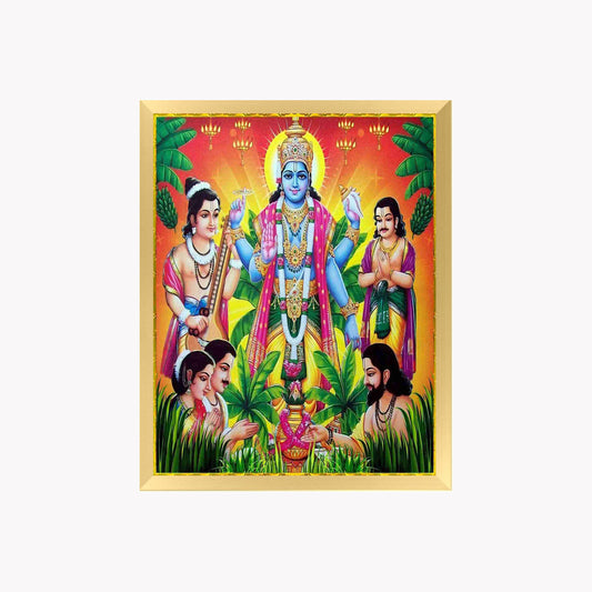 Satyanarayana Swamy Wall Art – Lord Vishnu Puja Hindu God Photo Frame