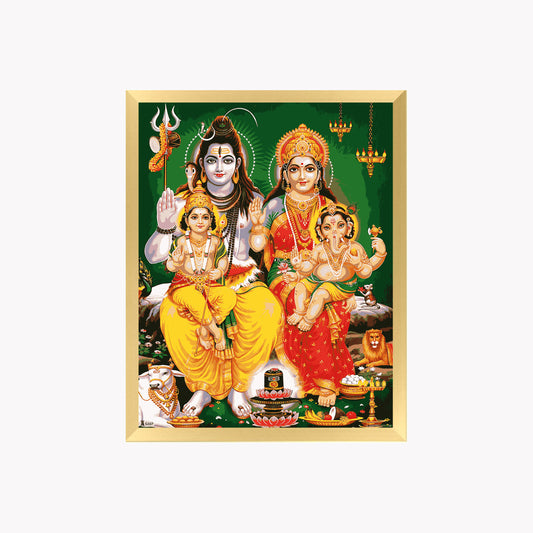 Shiva Parivar Wall Art – Lord Shiva, Goddess Parvati, Ganesha & Kartikeya Hindu God Photo Frame