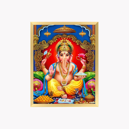 Lord Ganesha Wall Art – Hindu God Photo Frame for Home & Puja Room
