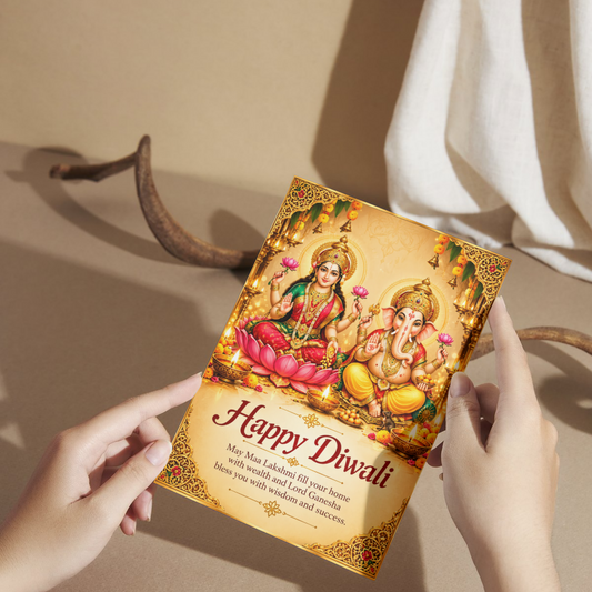 Diwali Greeting Card 5×7 Inch – Happy Diwali / Shubh Deepavali Indian Festival Greeting Card | Premium Hindu Festive Card