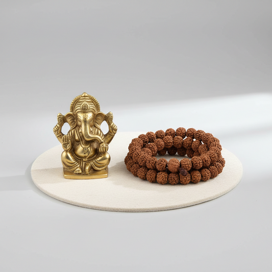 Ganesha Idol & Rudraksha Mala Gift Box