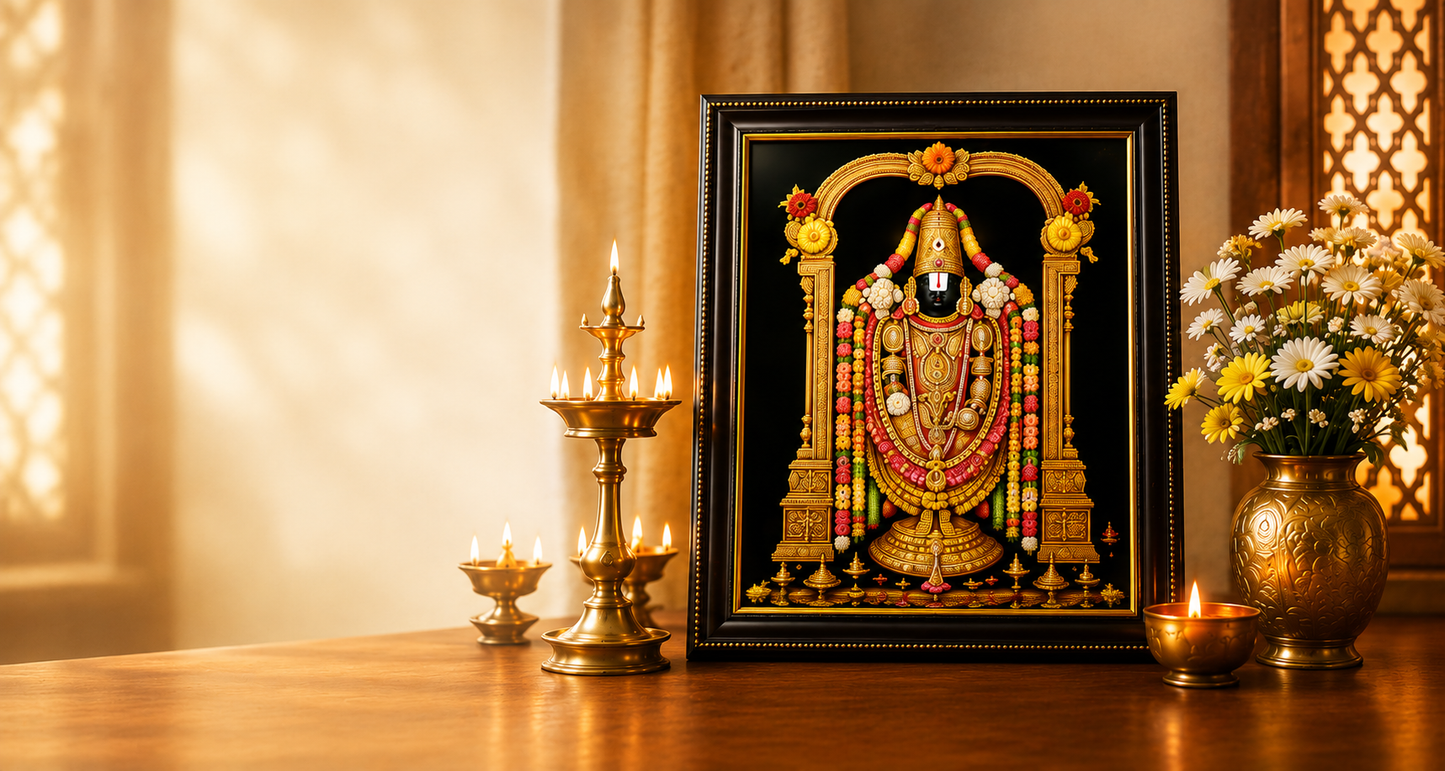 Lord Venkateswara Wall Art – Hindu God Photo Frame for Home & Puja Room