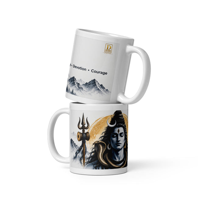 Shiva Mug – Strength Devotion Courage | Lord Shiva Coffee Mug | Hindu Spiritual Gift | DivineOutlets