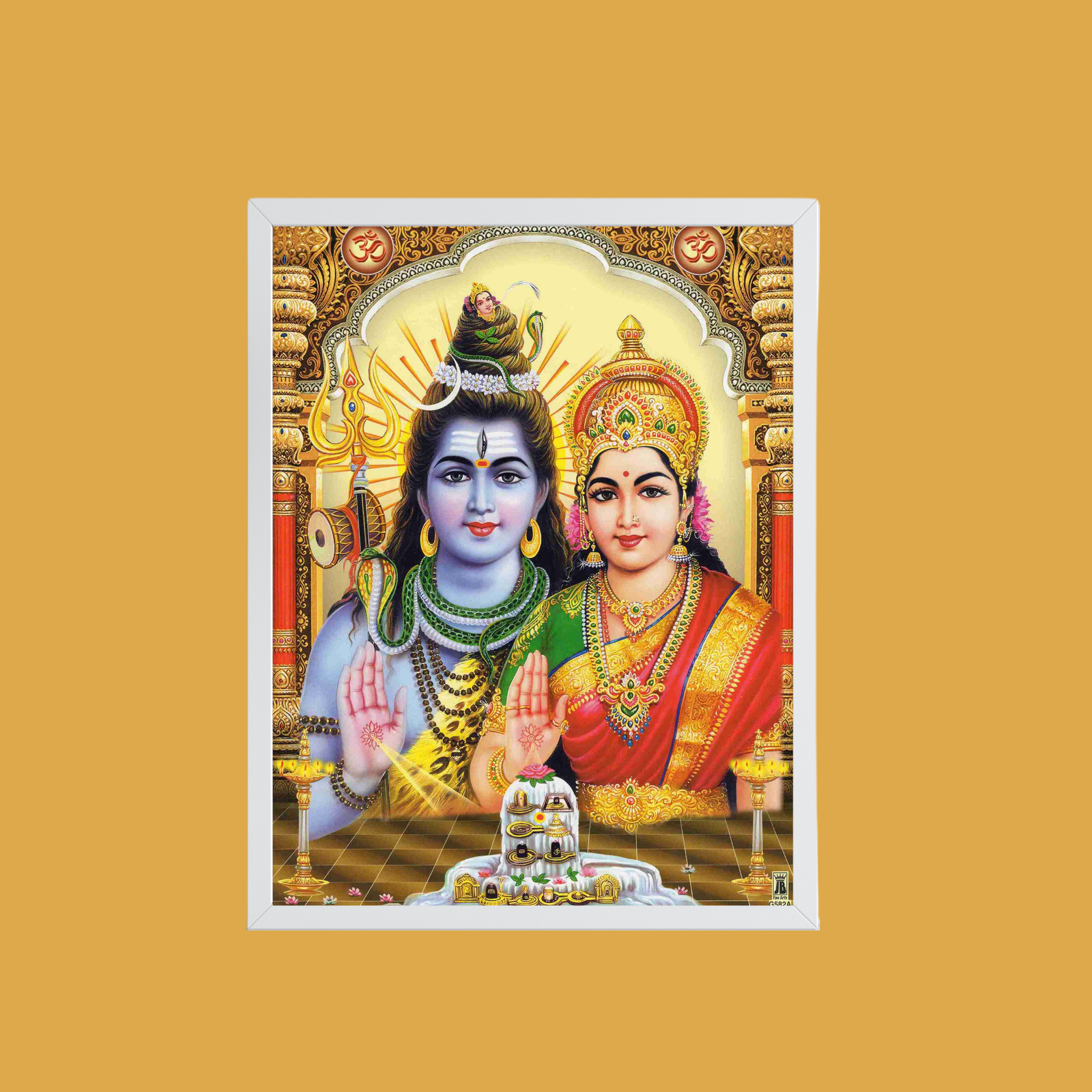 Lord Ayyappan with Ganesh and Kumaraswamy Photo Frame Hindu God Wall